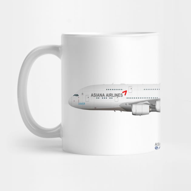 Illustration of Asiana Airlines Airbus A380 by SteveHClark